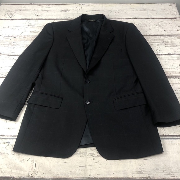 Jos. A. Bank Other - Jos. A. Bank Mens Blazer Box Plaid Black 2 Button Wool & Cashmere Blend 42R